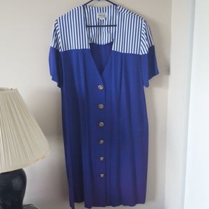 Vintage 1980s indigo w stripes mini pencil dress